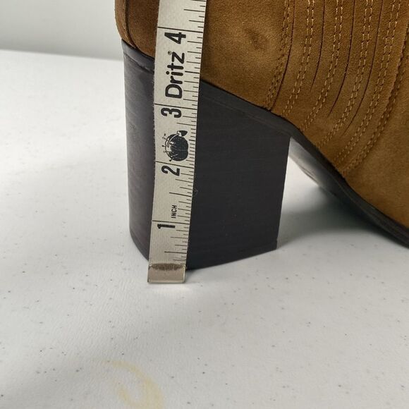 Marc Fisher Maree Western Pointed Toe Suede Bootie Pull-On High Block Heel - Picture 10 of 14